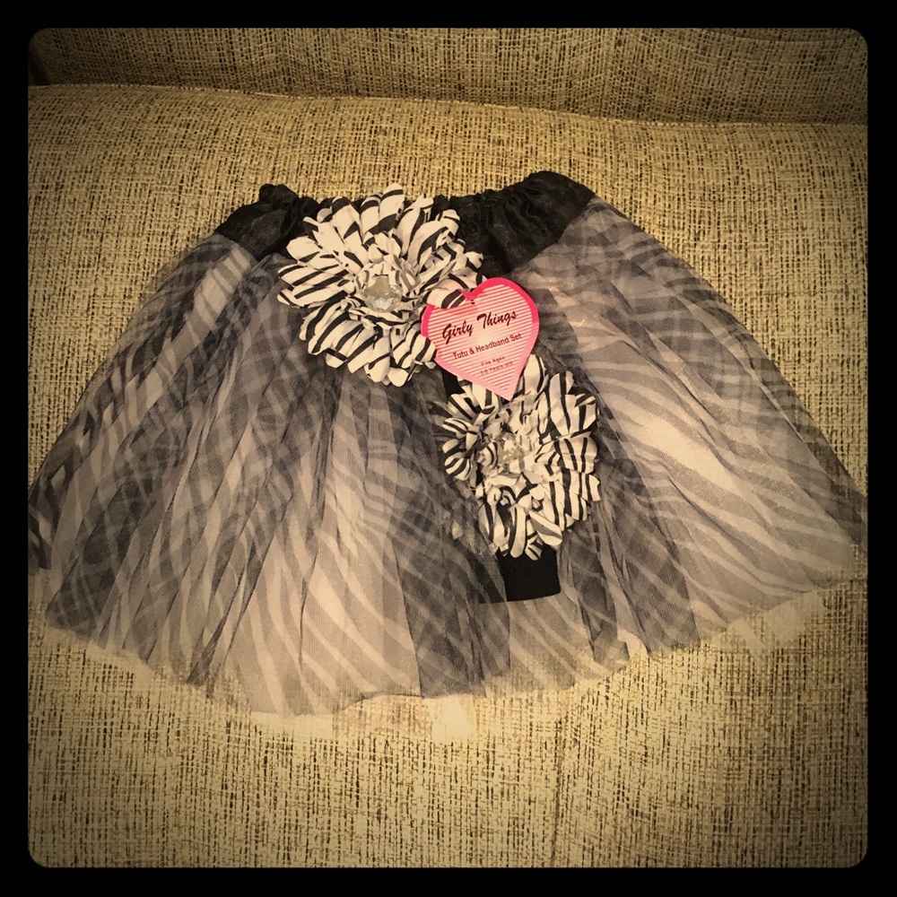 girly things tutu & headband set black NWT